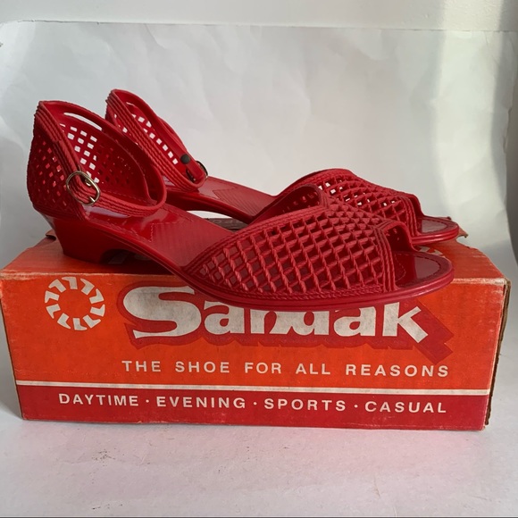 Vintage Shoes - Sandak Sandals Size 10.5 Red Jelly Vintage 1970’s California Deadstock New W Box